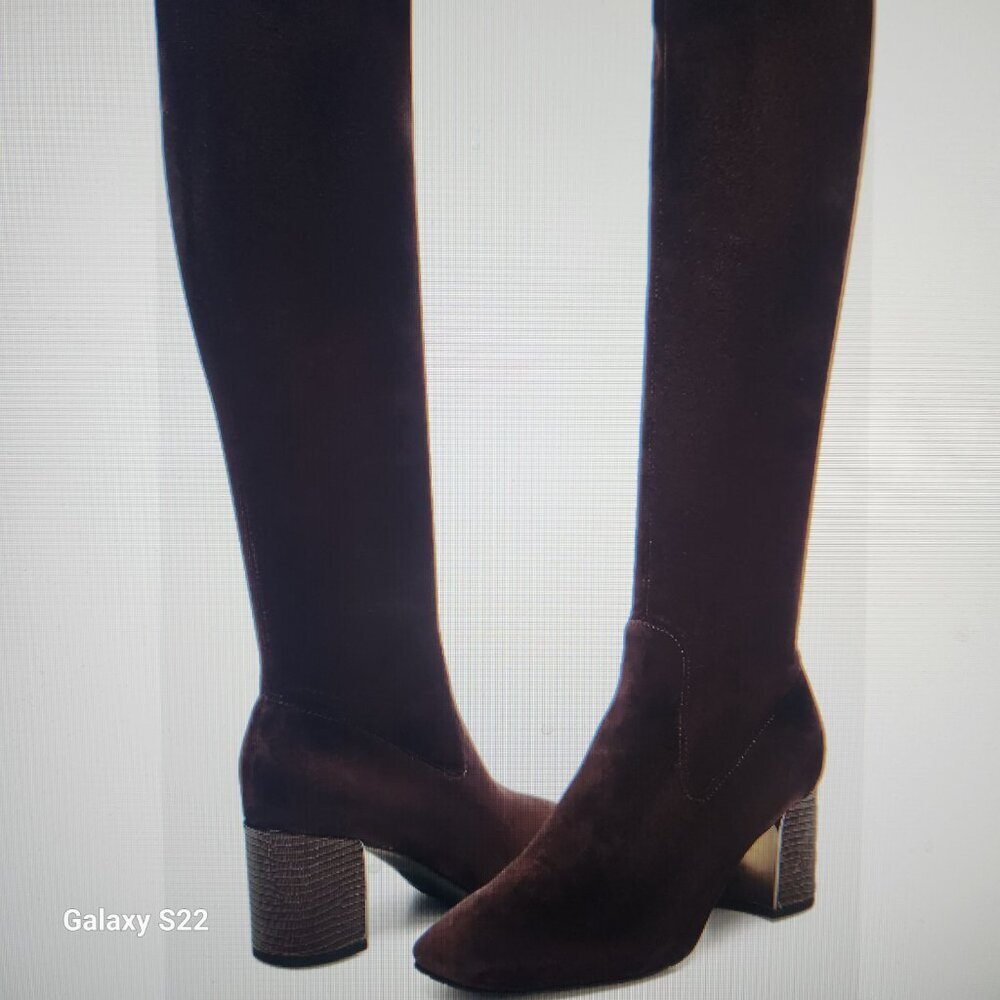 Donald J. Pliner Dark Brown Suede Knee-High Heeled Boots
